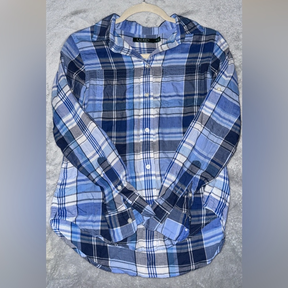 Lauren Ralph Lauren women’s blue plaid button up